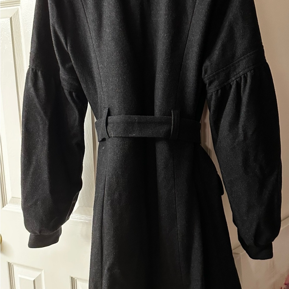 Calvin Klein Jeans Dark Gtey belted fit and flare wool coat, XL